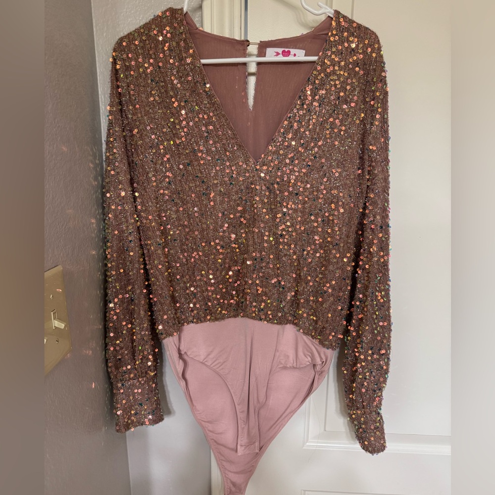 Buddy Love Blush Sequin Bodysuit